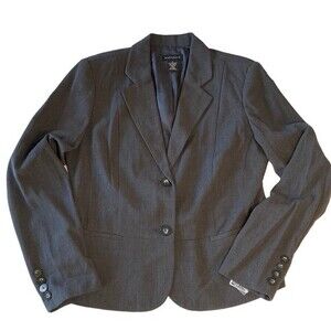 Rafaella 2 Button Stretch Blazer Jacket with Pockets in Grey - Size 14
